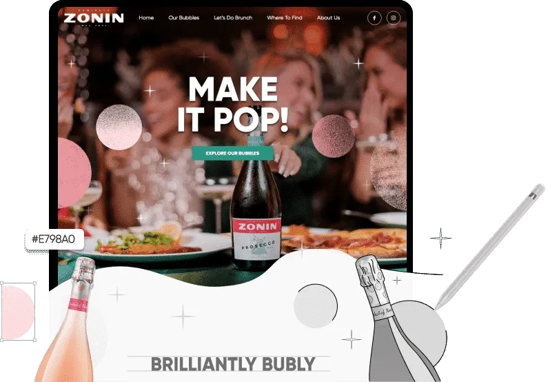 Ejemplo con tablet de branding Brilliantly bubly