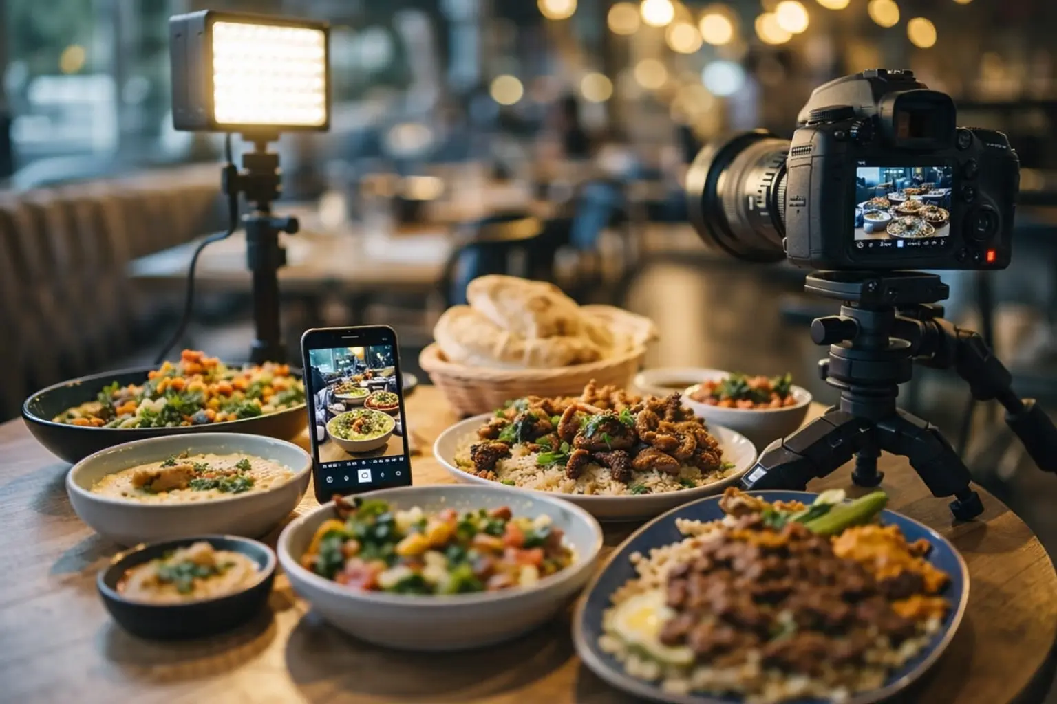 image of content shoot in a restaurant miami creative pear agency marketing hospitality restaurants